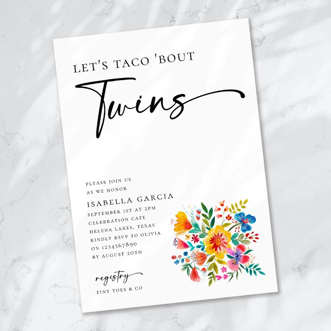 Invitación Taco 'Bout Twins Floral Fiesta Baby Shower (Subido por el creador)