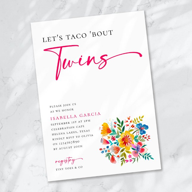 Invitación Taco 'Bout Twins Floral Fiesta Baby Shower (Subido por el creador)