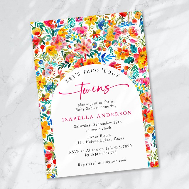 Invitación Taco 'Bout Twins Floral Fiesta Baby Shower (Subido por el creador)