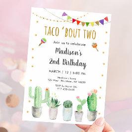 Invitación Taco 'Bout Two Fiesta 2do Cumpleaños