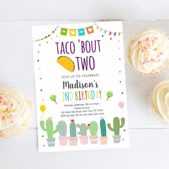 Invitación Taco 'Bout Two Fiesta Cactus Cumpleaños (Subido por el creador)