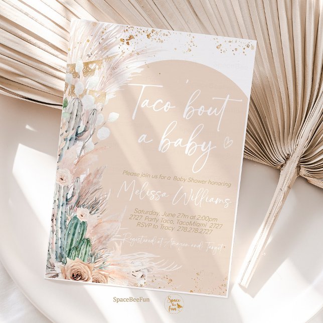 Invitación Taco Bout un Baby Shower invita a la revelación de (Taco Bout Baby Shower,Invitation,gender reveal,Boho pampas,Fiesta Baby,Shower Invite,Cactus Taco,tac)