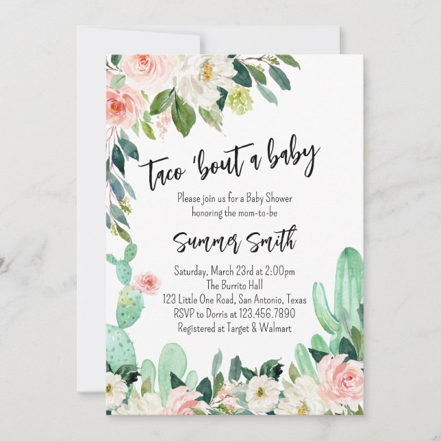 Invitación Taco Bout un bebé Baby Shower (Anverso)