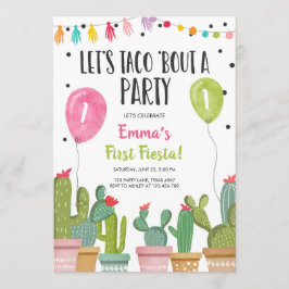 Invitación Taco Bout un Chica Fiesta Pink First Fiesta Cumple