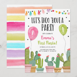 Invitación Taco Bout un Chica Fiesta Pink First Fiesta Cumple