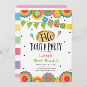 Invitación Taco 'Bout un Chica Fiesta primer cumpleaños de Fi
