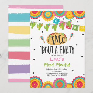 Invitación Taco 'Bout un Chica Fiesta Primer Fiesta Cumpleaño