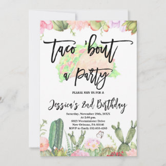 Invitación Taco ’Bout un cumpleaños Fiesta, cumpleaños taco