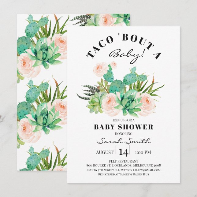 Invitación Taco Bout Un feliz Baby Shower (Anverso / Reverso)