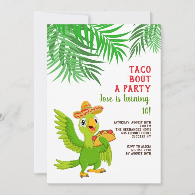 Invitación Taco 'Bout Una Fiesta (Anverso)