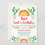 Invitación Taco Bout una Fiesta Fiesta 30 cumpleaños<br><div class="desc">Taco Bout A Fiesta Fiesta 30th Birthday Invitation Colorful o taco sobre un bebé, una invitación a la ducha de bebé con un taco, cacerolas y flores de estilo mexicano sobre un fondo blanco. También he agregado algunos confeti verdes alrededor de los bordes del diseño. En la parte trasera de...</div>