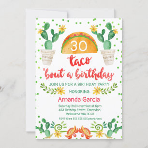 Invitación Taco Bout una Fiesta Fiesta 30 cumpleaños