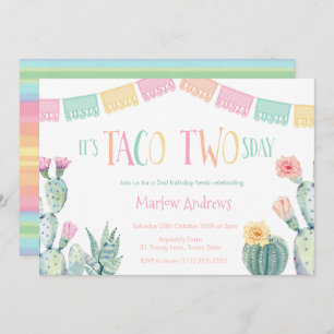 Invitación Taco Dos Días Segundo Fiesta Fiesta Por Chica