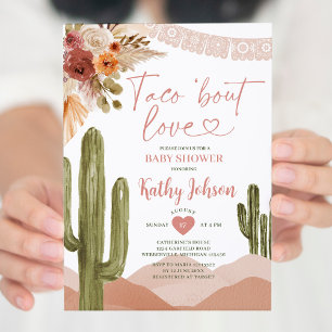 Invitación Taco está enamorado de Baby Shower cactus del suro