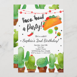 Invitación Taco Fiesta Bout Fiesta Watercolor Cactus Invite