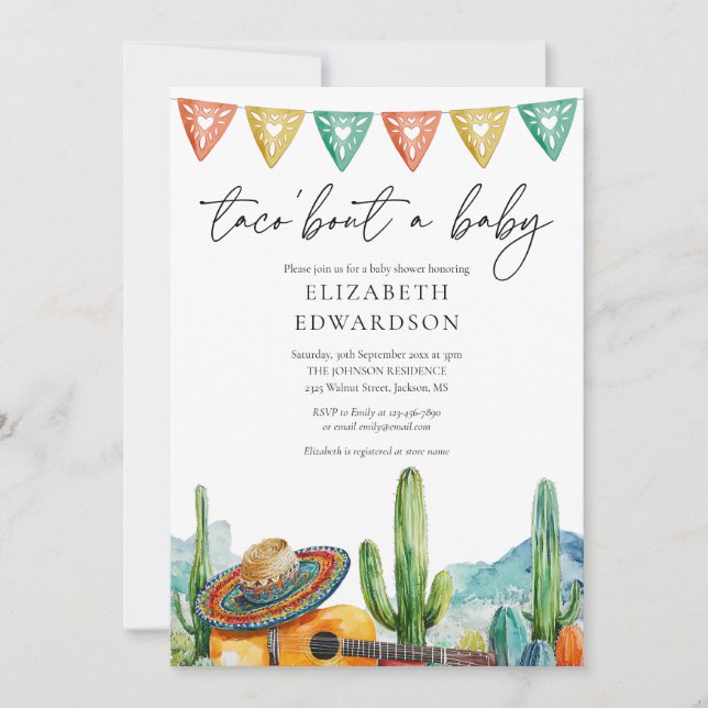 Invitación Taco Fiesta De Un Bebe Todo En Una Fiesta De Revel (Anverso)