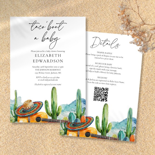 Invitación Taco Fiesta De Un Bebe Todo En Uno Baby Shower (Taco Bout A Baby Fiesta All In One Baby Shower Invitation)