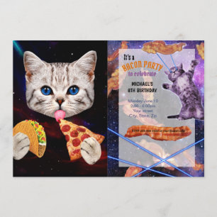Invitación Taco, gato y pizza