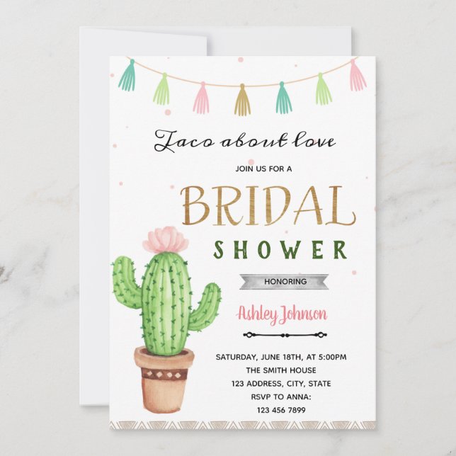Invitación Taco lindo sobre la fiesta de amor (Anverso)
