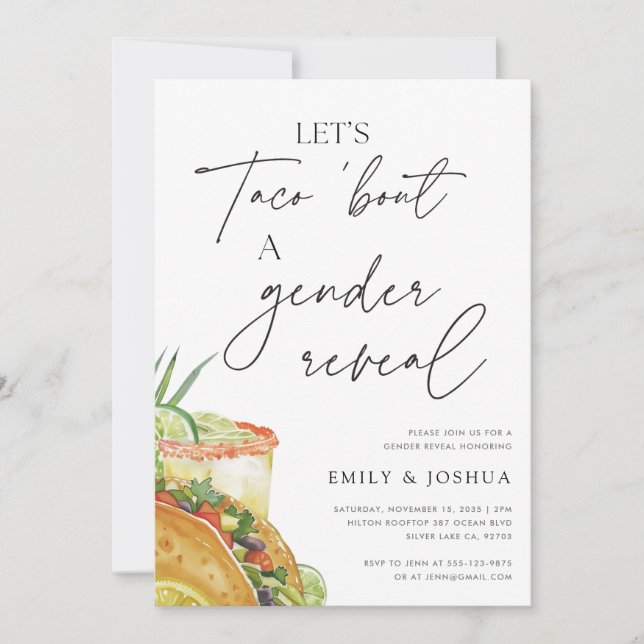 Invitación Taco por una revelación de género (Anverso)
