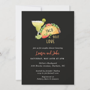 Invitación Taco Sobre Amor Ducha de Novia Negro 