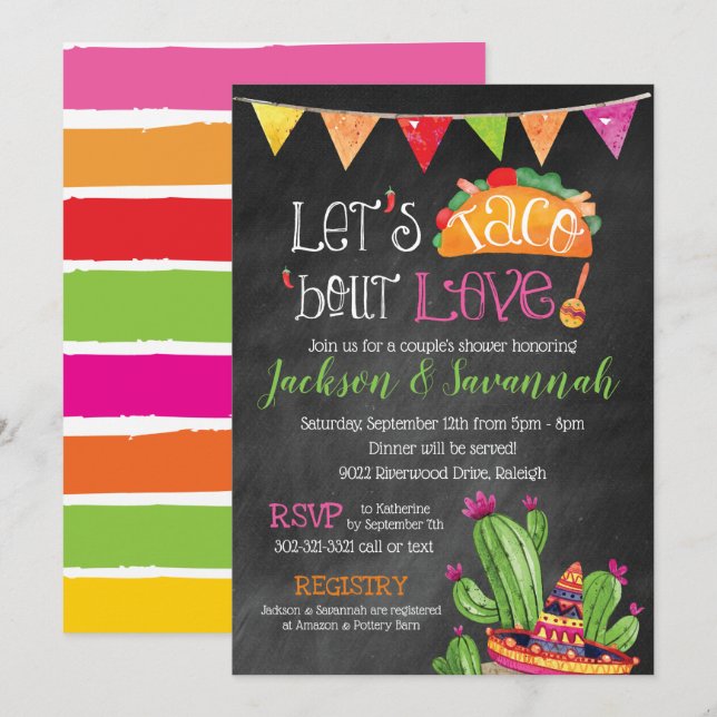 Invitación Taco sobre amor - Noche de Chalkboard (Anverso / Reverso)