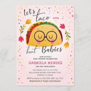 Invitación Taco sobre bebés doble Fiesta Baby Shower espolvor