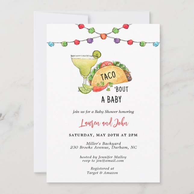 Invitación Taco sobre la fiesta de Baby Shower de una pareja  (Anverso)