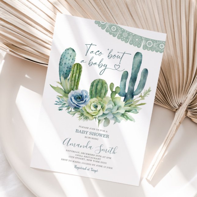 Invitación Taco sobre un bebé, cactus Baby Shower (Subido por el creador)