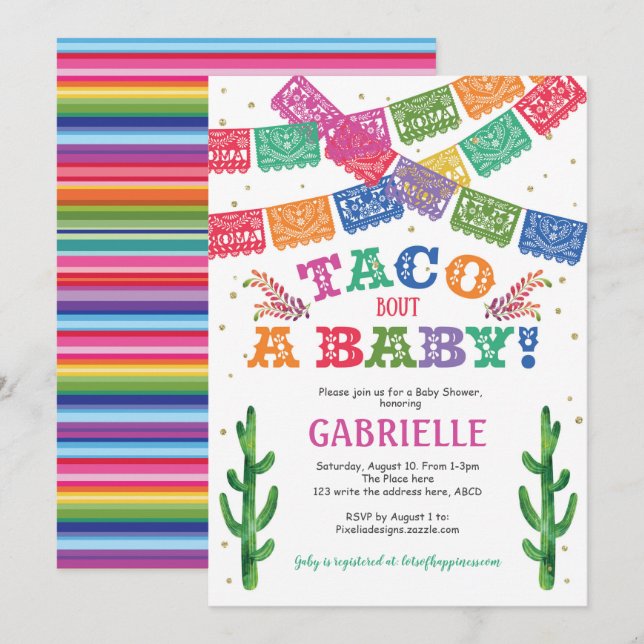 Invitación Taco sobre un bebé, Fiesta Baby Shower (Anverso / Reverso)