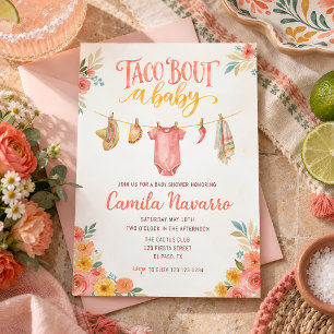 Invitación Taco Sobre un Bebe Fiesta Mexicana Floral Baby Sho