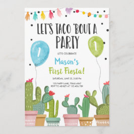 Invitación Taco sobre un niño Fiesta azul primer cumpleaños d