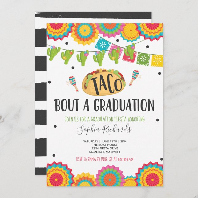 Invitación Taco 'Sobre una fiesta de graduación de Fiesta (Anverso / Reverso)