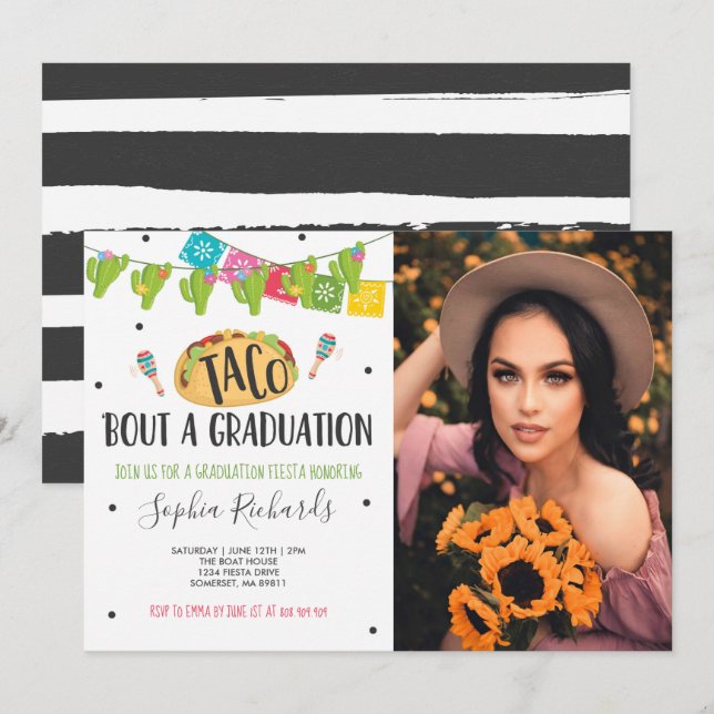 Invitación Taco 'Sobre una fiesta de graduación de Fiesta (Anverso / Reverso)