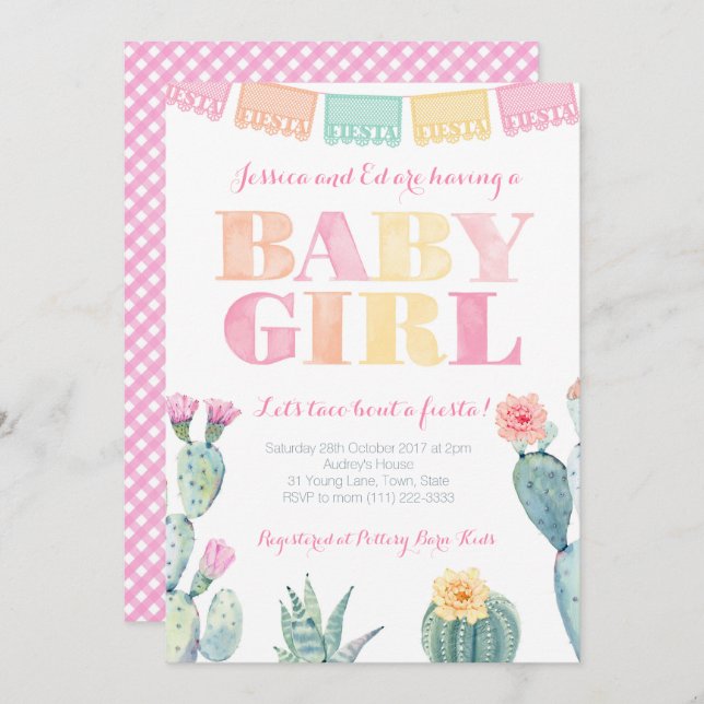Invitación Taco sobre una Fiesta en Baby Shower mexicano para (Anverso / Reverso)