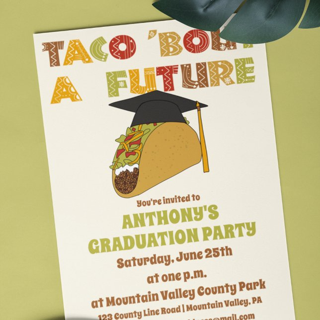Invitación Taco sobre una futura divertida fiesta de graduaci (Subido por el creador)