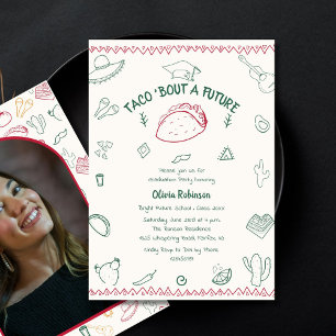 Invitación Taco sobre una futura graduación de Doodle Fiesta
