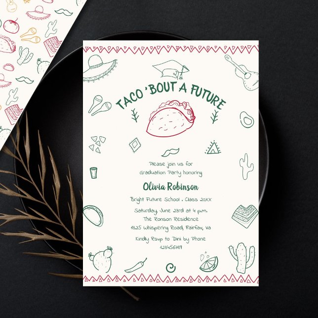 Invitación Taco sobre una futura graduación de Doodle Fiesta (Subido por el creador)