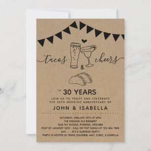 Invitación Taco Tequila Cheers & Beers Boda Aniversario