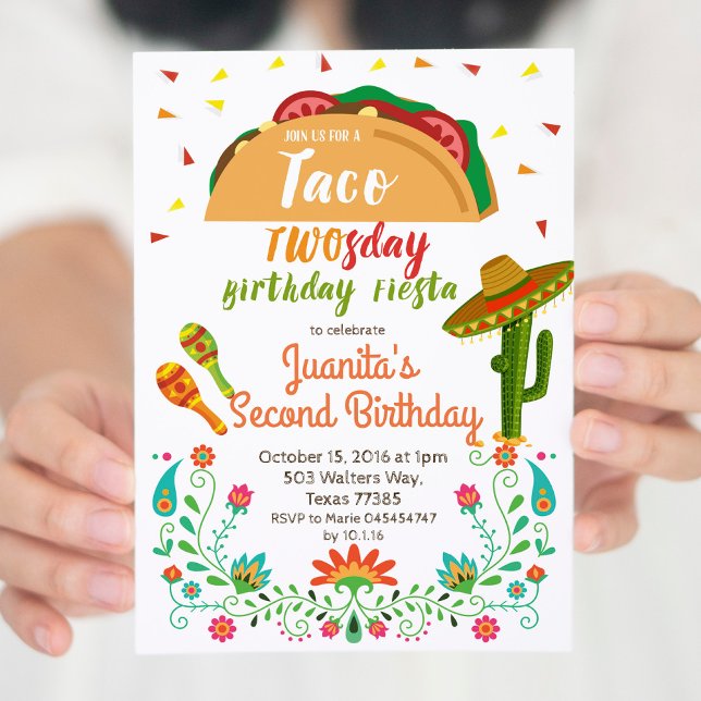 Invitación Taco TWOSday 2º cumpleaños Fiesta Fiesta Card (Subido por el creador)