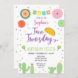 Invitación Taco Twosday Fiesta Cactus Cumpleaños
