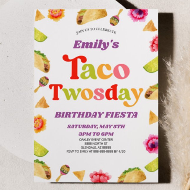 Invitación Taco Twosday Fiesta Segunda Fiesta de Cumpleaños (Subido por el creador)