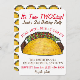 Invitación Taco TWOSday Martes 2 cumpleaños Fiesta Fiesta