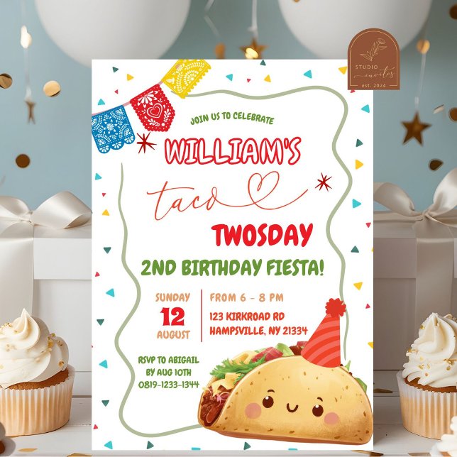 Invitación Taco Twosday Mexican Fun Birday Boy (Subido por el creador)