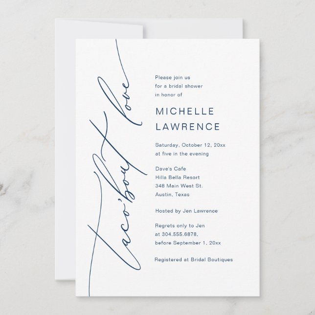 Invitación Taco'bout Love, celebración de Fiestas de duchas n (Anverso)