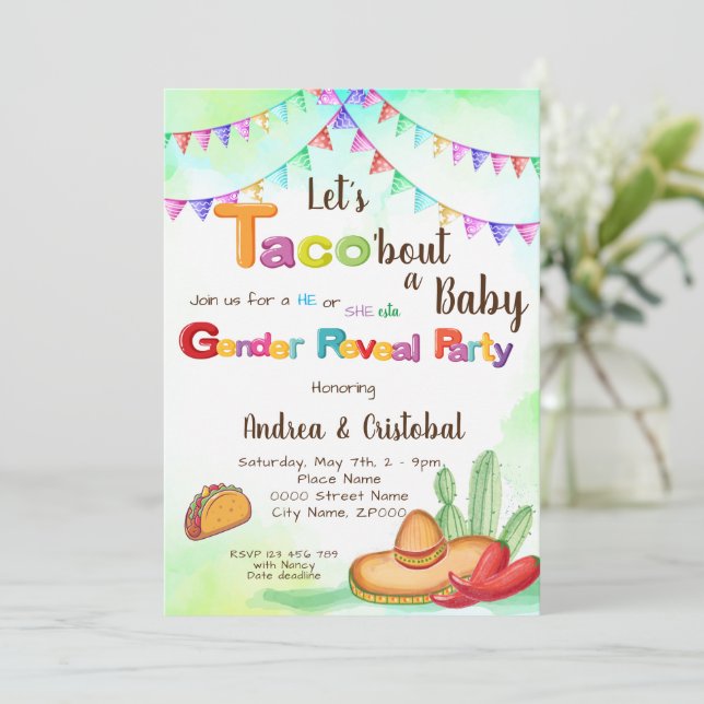 Invitación Taco'bout un tema de la Fiesta del Bebé (Anverso de pie)