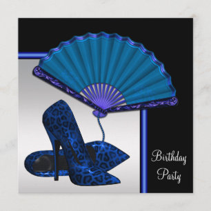 Invitación Tacón alto elegante Fiesta de cumpleaños azul real