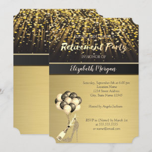 Invitación Tacón alto elegante, vino, globos, fiesta de jubil