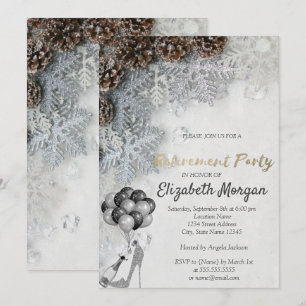 Invitación Tacon Alto,Globos,Copos de Nieve, Fiesta de Jubila
