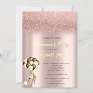 Invitación Tacon Alto Rosa Dorado Brillo Bokeh Fiesta de Jubi